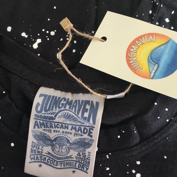 NWT Jungmaven hemp tee Black splatter paint Baja long sleeve tee size M - Picture 2 of 10